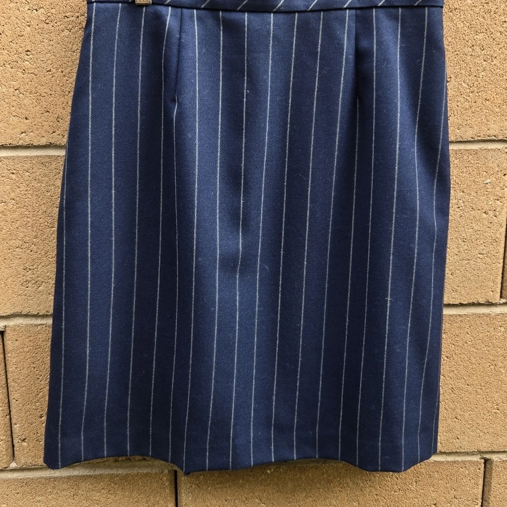 Brooks Brothers Navy Blue Wool Pleated Hem Pencil Skirt